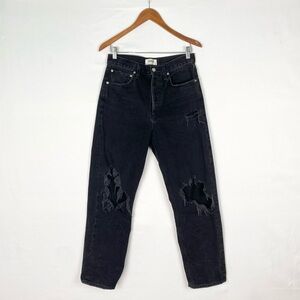 Agolde 90s Denim Jeans High Rise Distressed Black Straight Leg Size 27